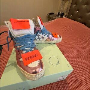 Off-White Pink and Blue Ankle Boots